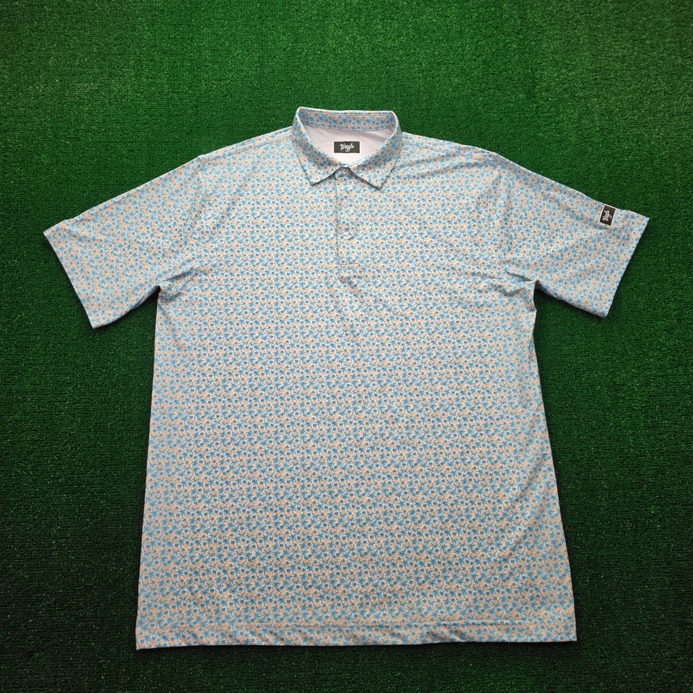 Waggle Golf Tropical Pineapple Performance Polo Shirt Mens XL All Over Print